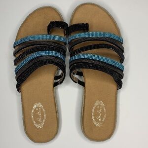 Black & Turquoise Bling Sandals